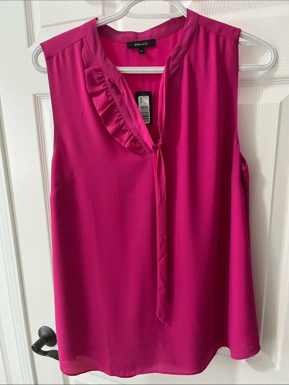 RW & Co Sleeveless Ruffle Tie-Neck Camisole - Hot Pink
